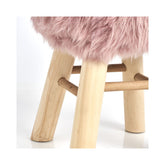 Hectarul - Taburet roz pal din lemn si blana artificiala Ø29 cm Zottel Zeller